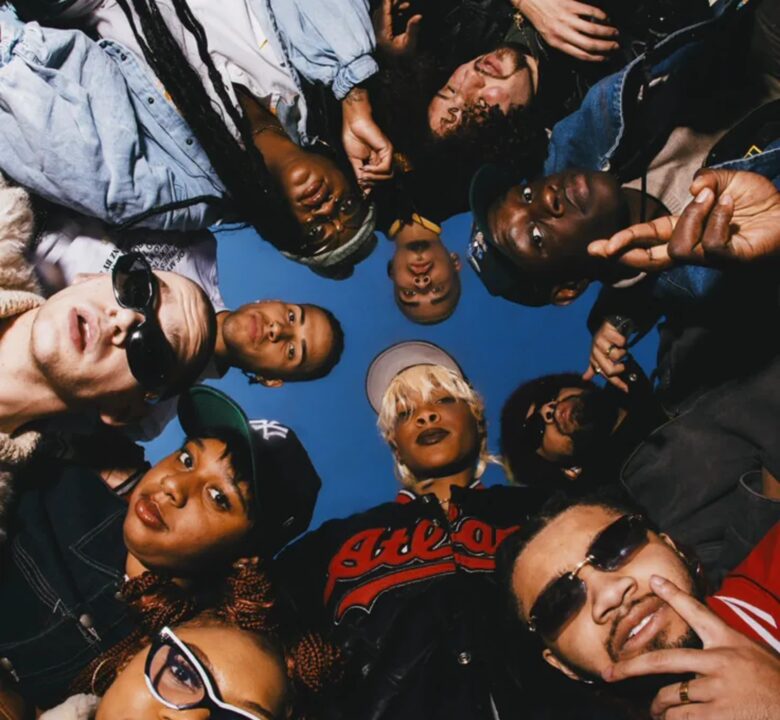 Group of friends seen from above