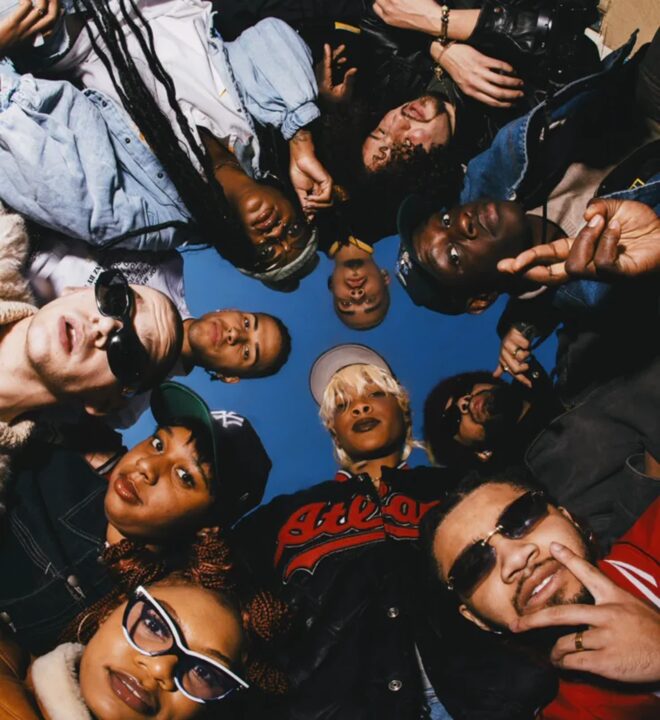 Group of friends seen from above